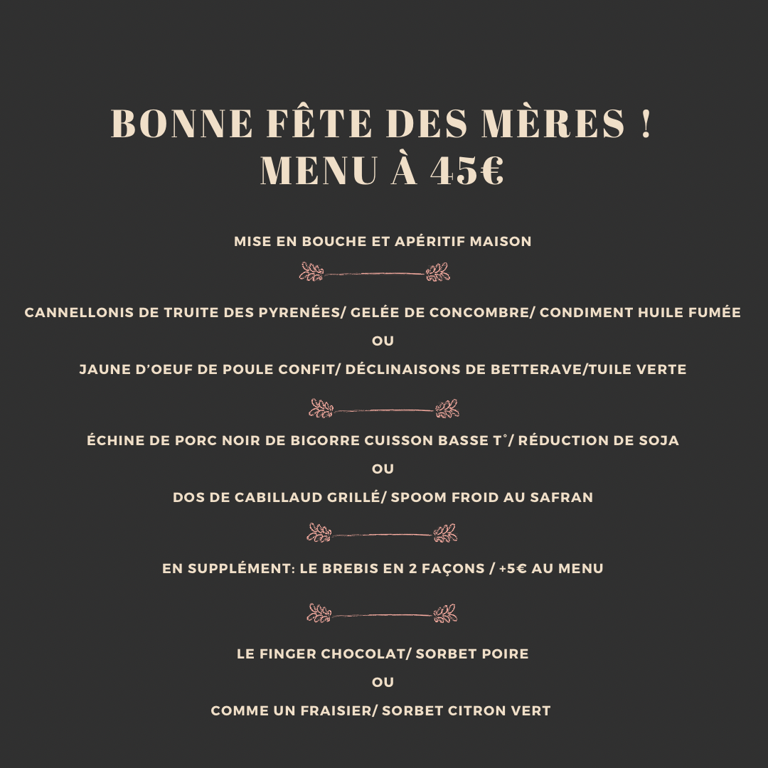 menu fete des meres table du cinq restaurant